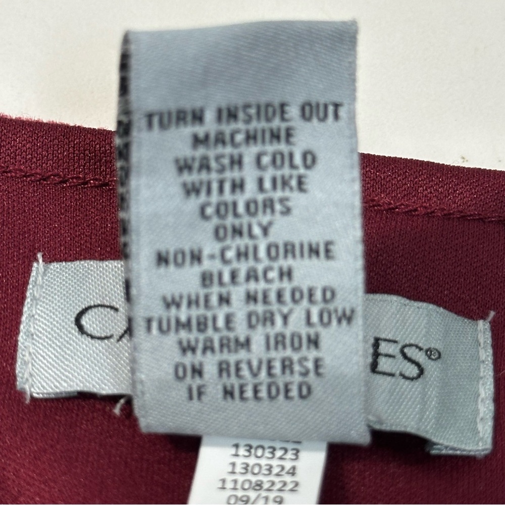 Catherines Red Moroon 3/4 Sleeve Burnout Crushed Velvet Tunic 1X/18-20 Holidays - Picture 6 of 13